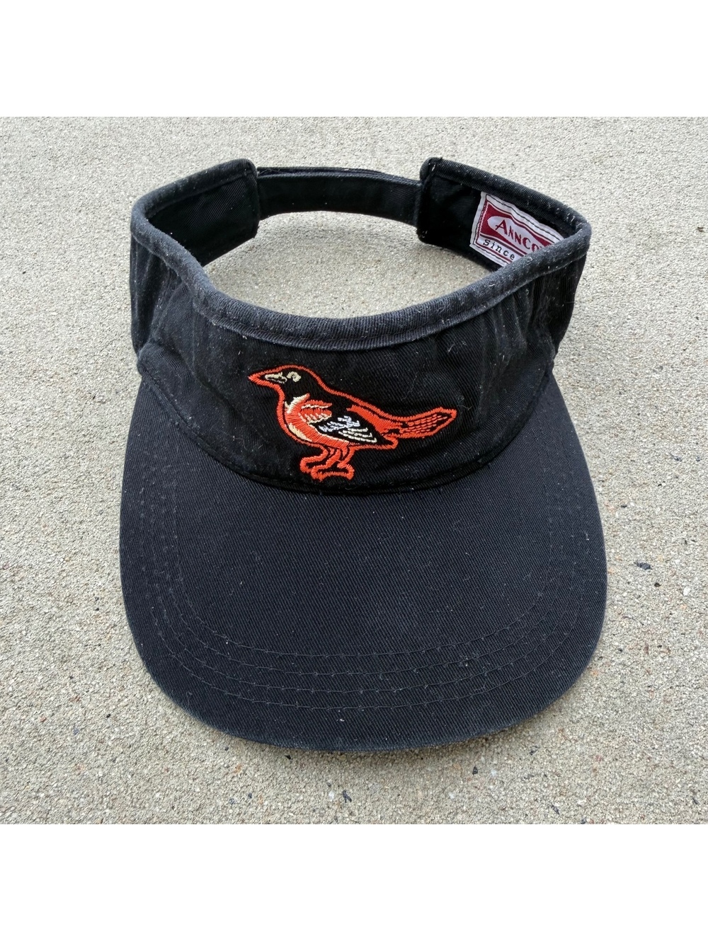 Annco Vintage Black Baseball Visor with Embroidered Orioles Logo